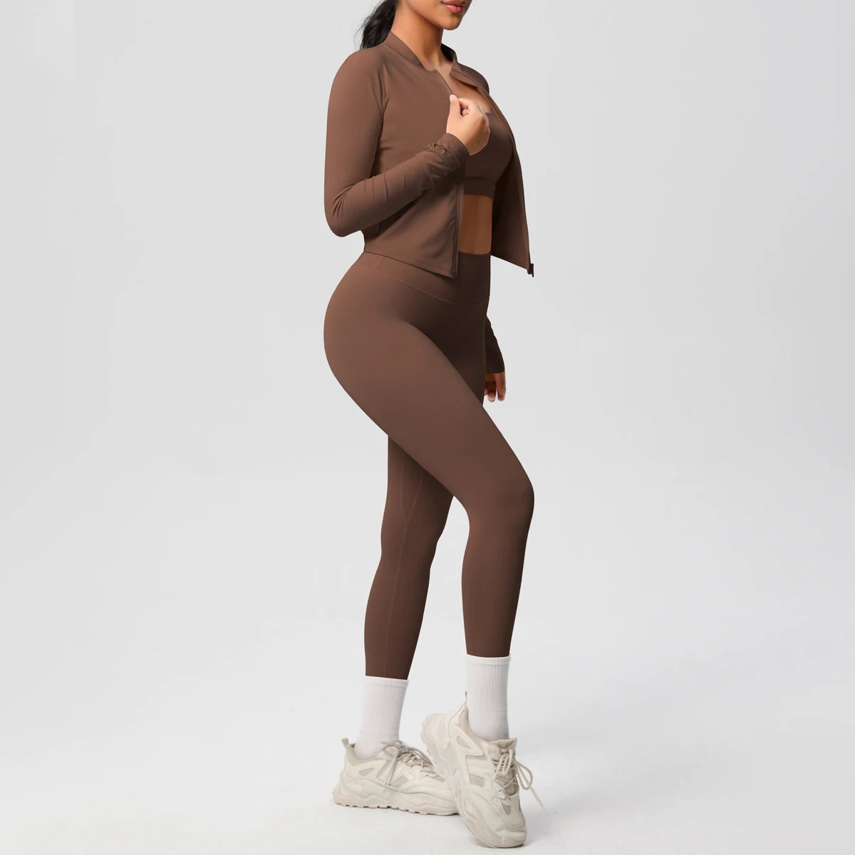 3pcs Sportswear Yoga Set Gym Sports Bra Zipper Jacket Leggings Clothes Sportswear Yoga Suits For Women Fitness Set Tracksuit