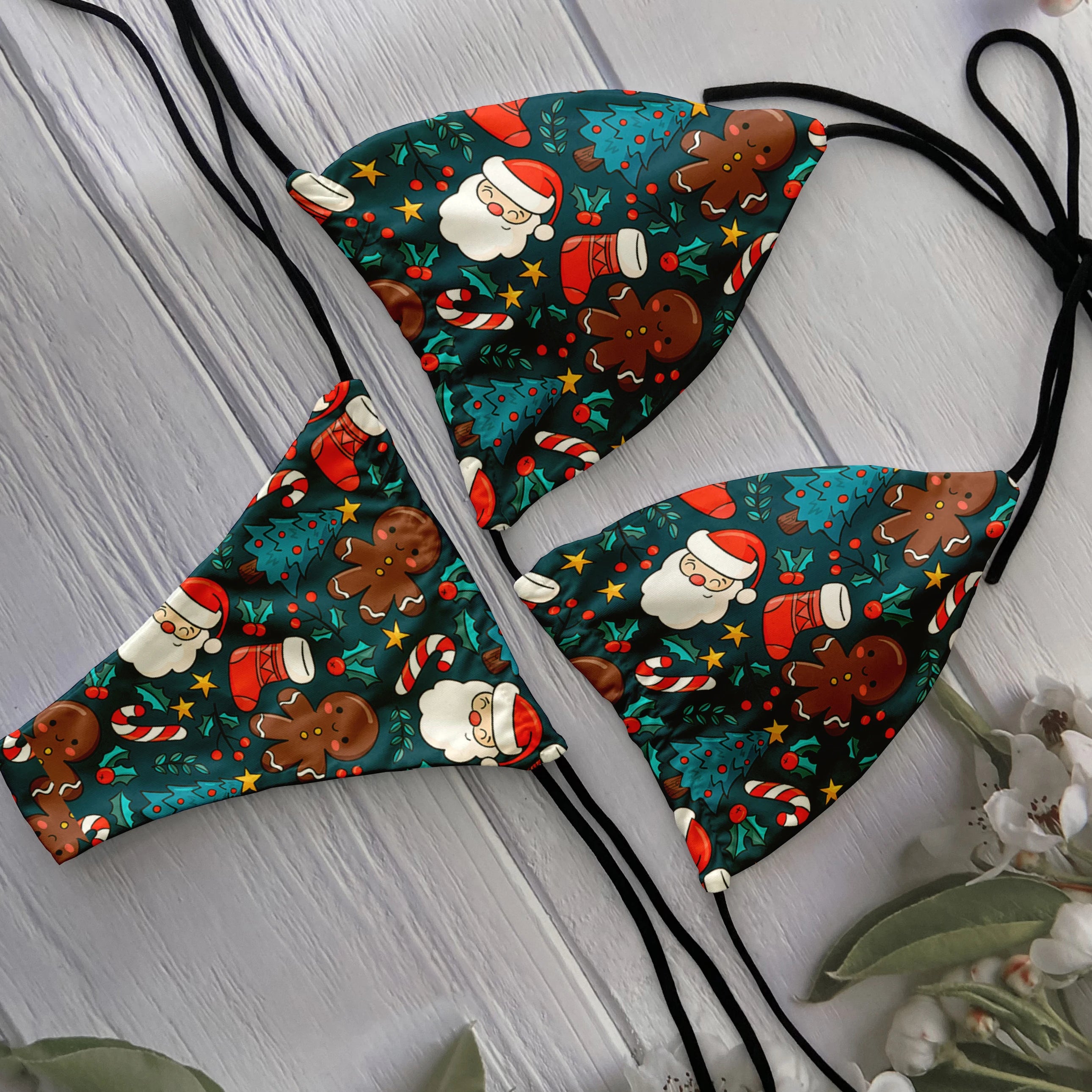 2023 Women Bikini Suit New Cartoon Christmas Pattern 3D Printing Fashion Sexy Split Swimming Beach Surfing Vacation Party