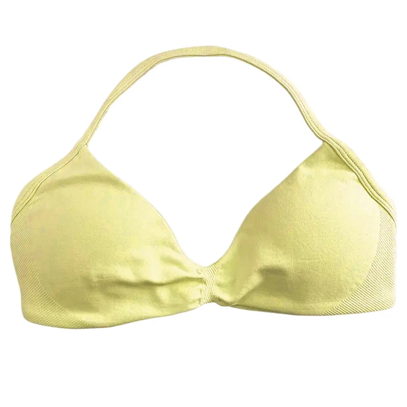 Strappy Sports Bra Seamless Women Clothes Halter Padded Yoga Bra Backless Gym Top Bras Fitness Scrunch Workout Yoga Tank Tops