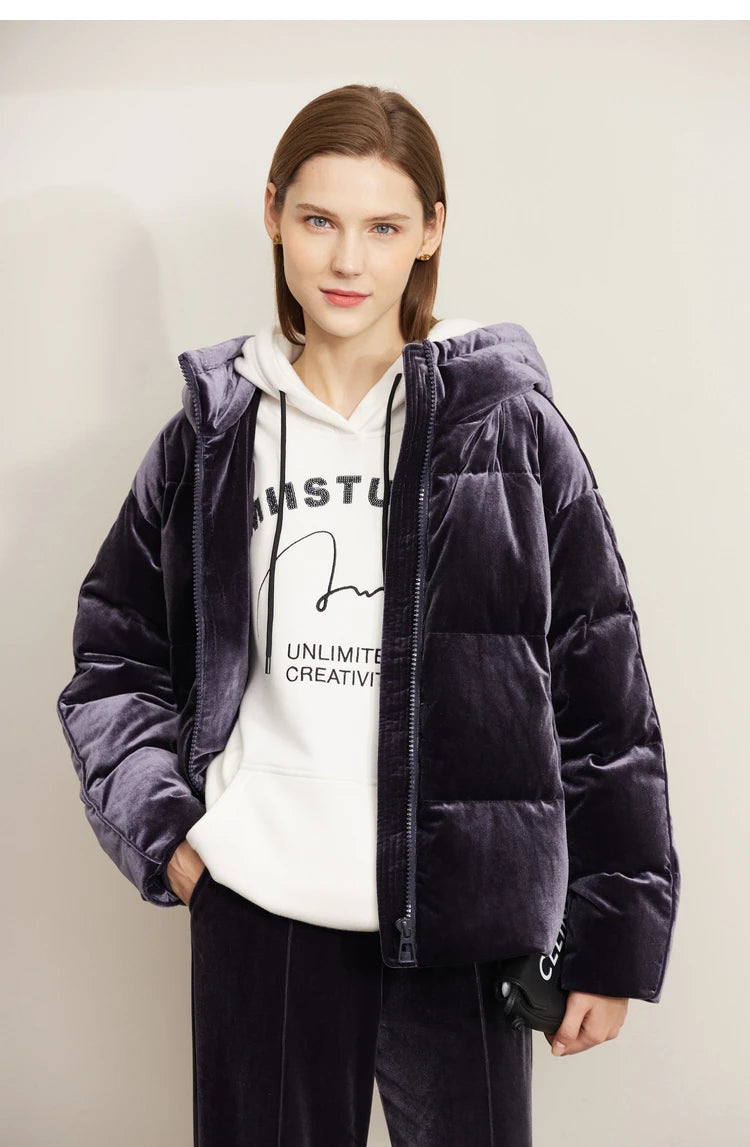 AMII Minimalism Down Jackets Women 2024 Winter Commuter Elegant Solid Thicken Warm Loose Coats Casual Hooded Jackets 72270100
