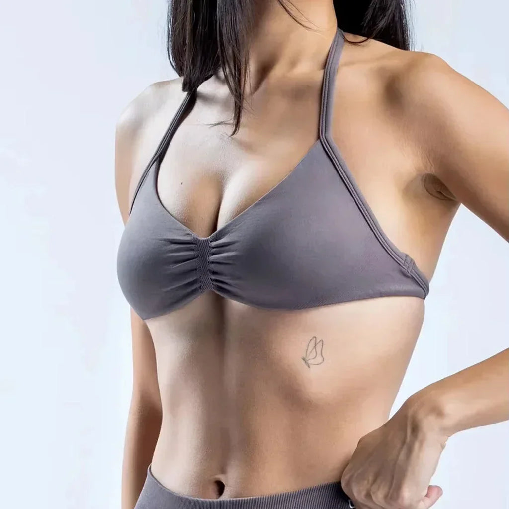 Women High Support Thin Strap Halter Sports Seamless Bras Scrunch Workout Yoga Tank Bra Yoga Sportswear Underwear Bra Clothes