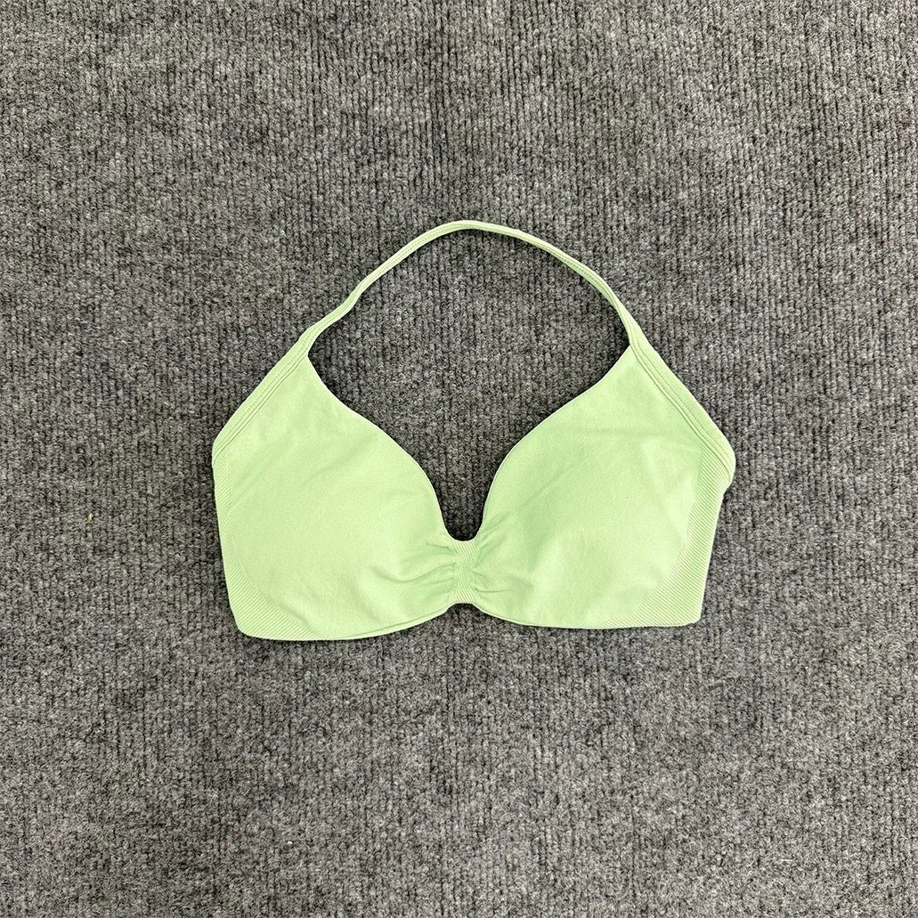 Women High Support Thin Strap Halter Sports Seamless Bras Scrunch Workout Yoga Tank Bra Yoga Sportswear Underwear Bra Clothes