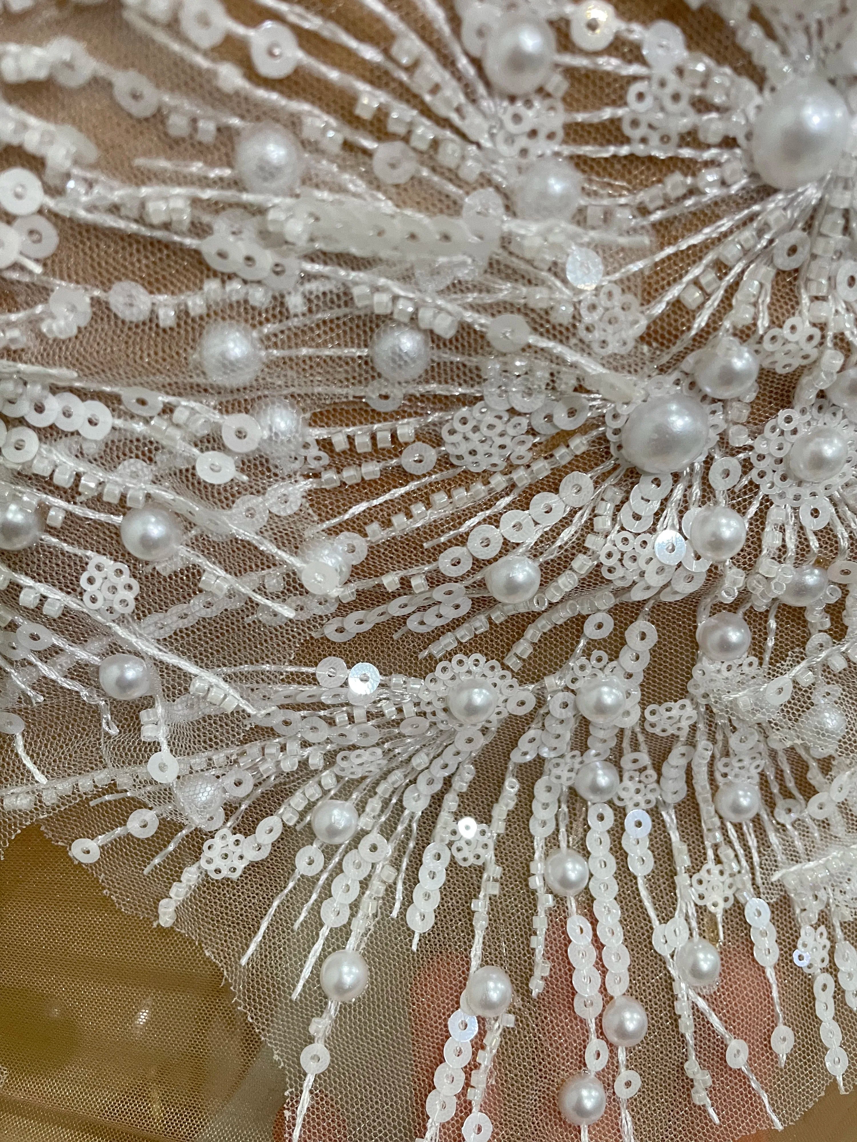 2025 Sexy Pearl Sequins Tassel Sleeveless Glitter Mini Dress Women Singer Bar Nightclub Stage Performance Clothing Show Outfit