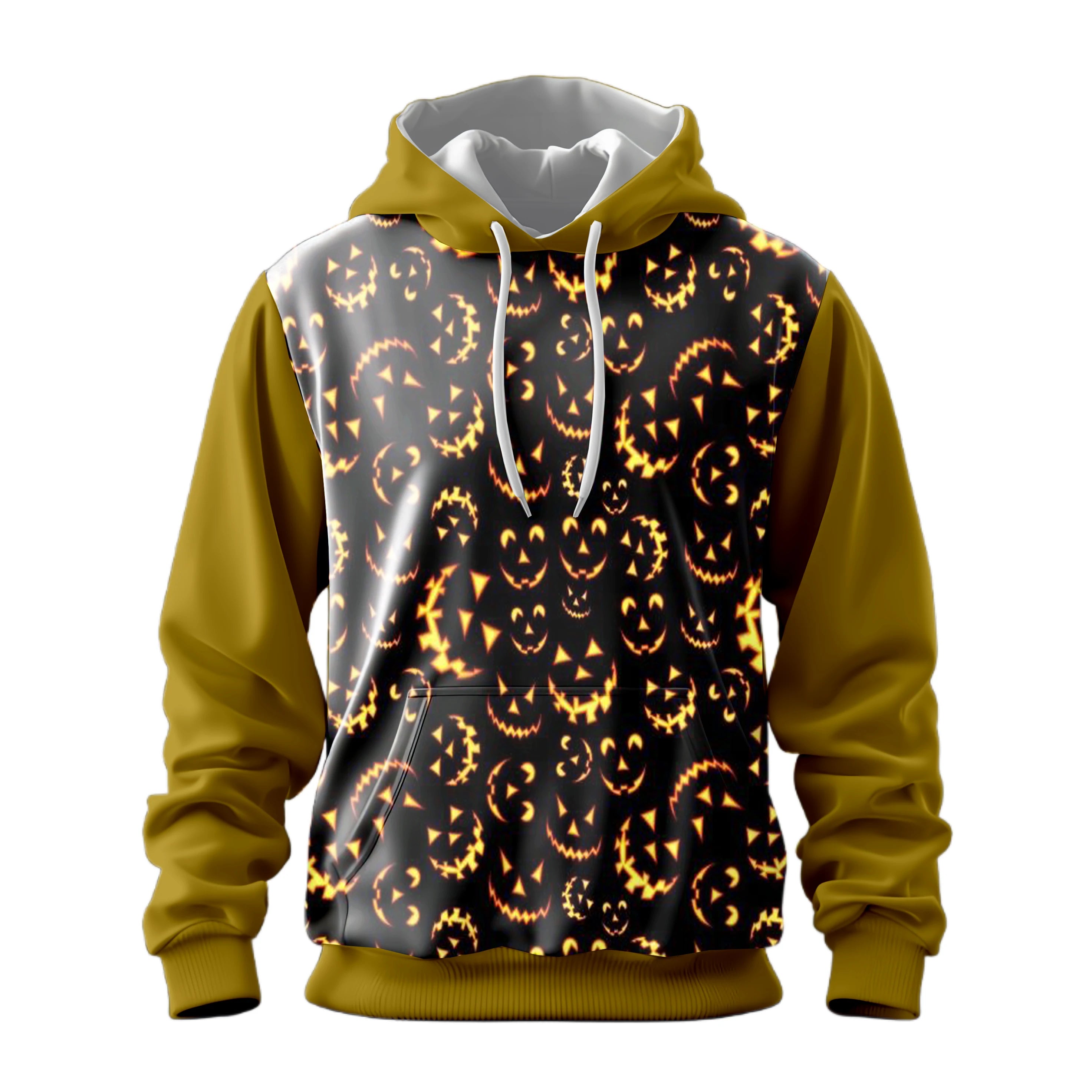 Happy Halloween Strange Pumpkin Ghost Skull Full Print Men's Pullover Hooded Hoodie Fashion Match Color Soft Comforted Windproof