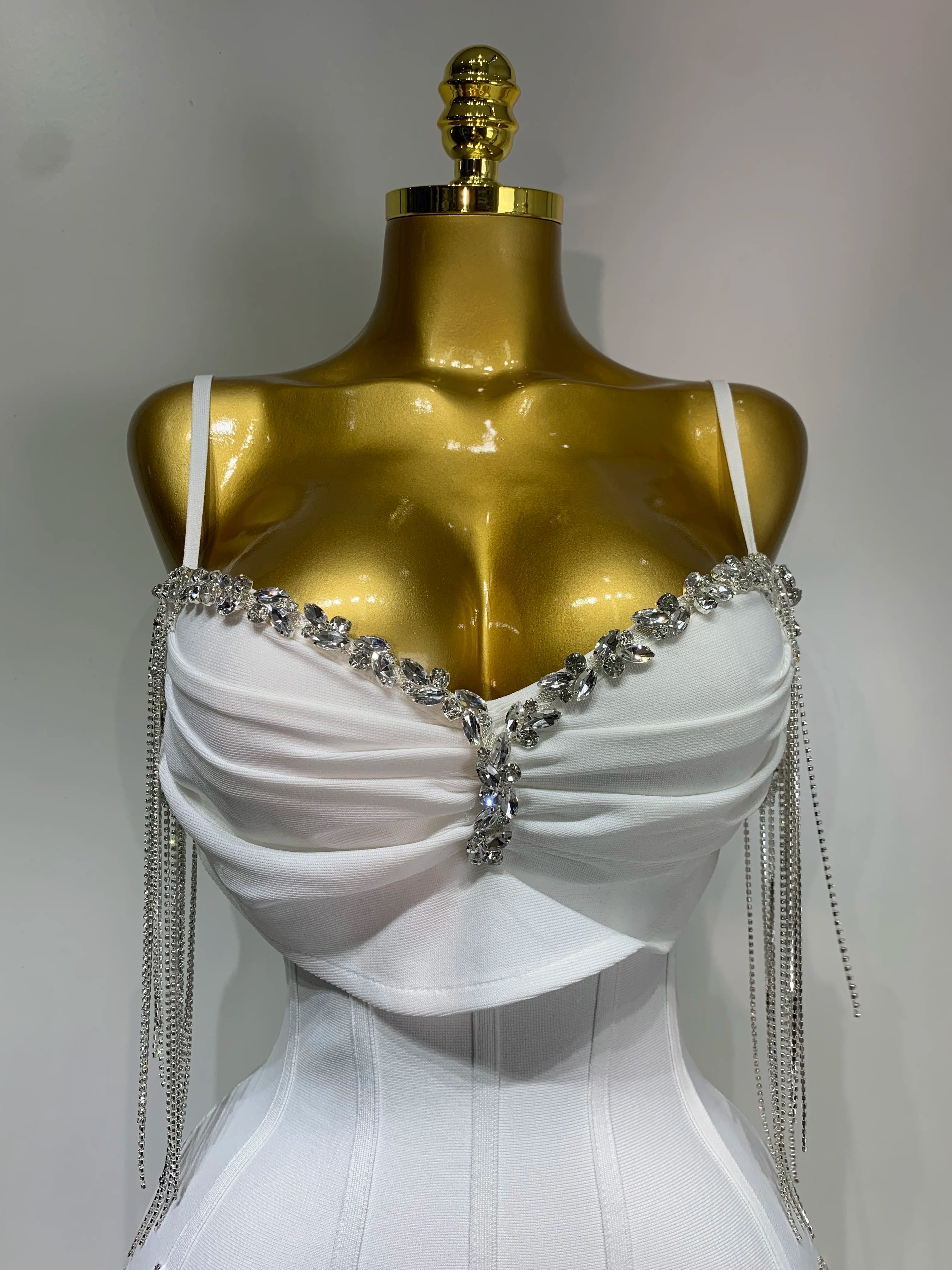 Sexy Backless Spaghetti Strap Bodycon Sleeveless Bandage Dress Elegant Prom Gown Club Evening Party Luxury Birthday Dresses