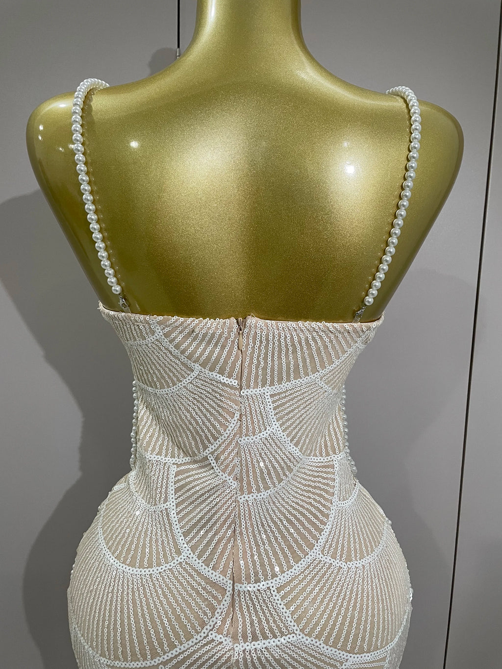 Women Hot Sale Sleeveless Sexy Strap Pearl Beading Sequins Bodycon Long Dress Celebrate Evening Party Birthday Outfit Vestido